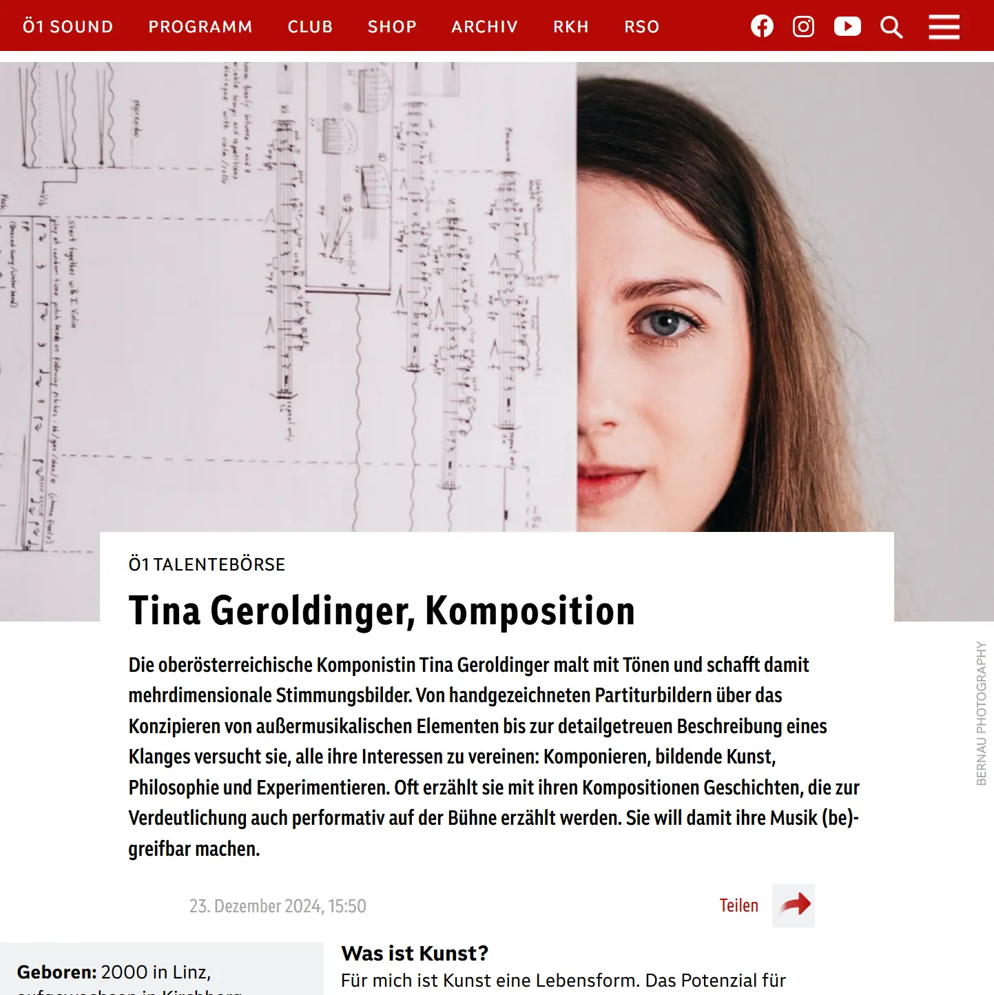 Portrait in der Ö1 Talentebörse